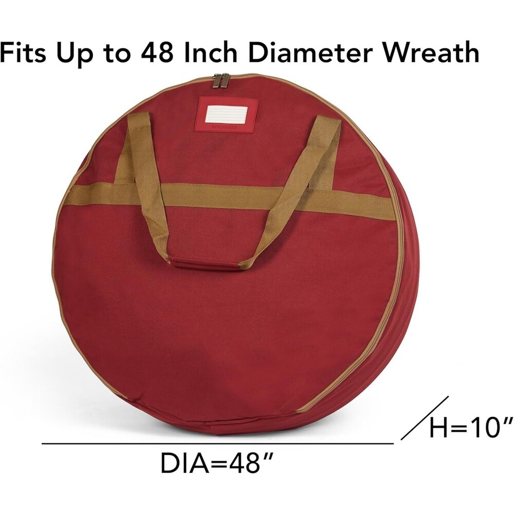 Covermates Keepsakes 48in Wreath Storage Bag Heavy-Duty Polyester w/Buckle Strap